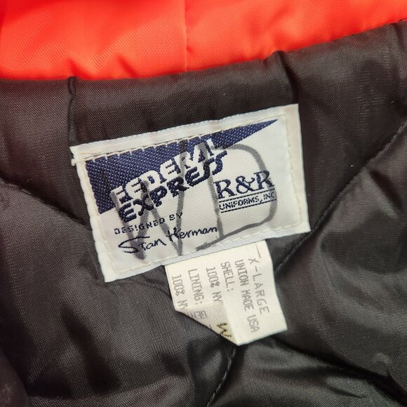 FEDEX Stan Herman Vintage Insulated Hooded Coveralls Orange Union Made XL - Picture 3 of 16